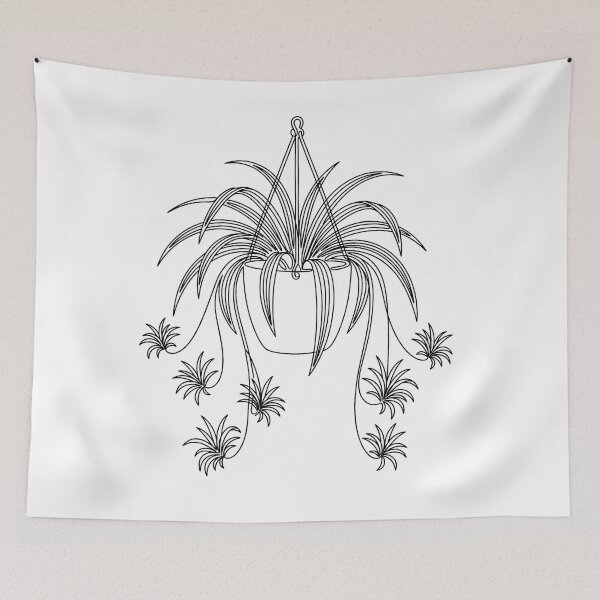 Item preview, Spider Plant Line Art | Minimalist Hanging Plant Print designed and sold by PLANT LOVER'S PARADISE.