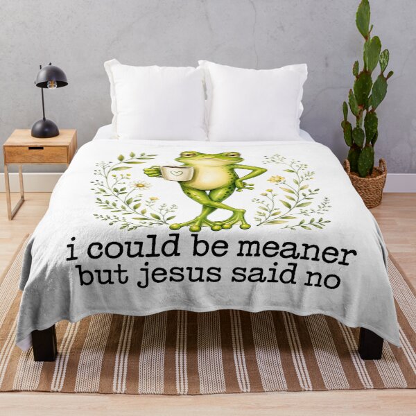 Item preview, I Could Be Meaner But Jesus Said No - Funny Christian Frog Coffee designed and sold by sportfantees.