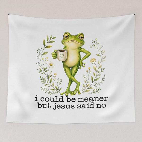 Item preview, I Could Be Meaner But Jesus Said No - Funny Christian Frog Coffee designed and sold by sportfantees.