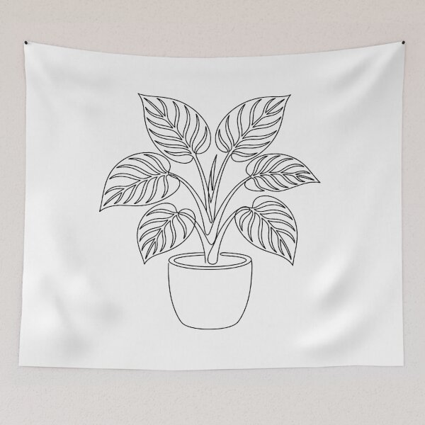 Item preview, Philodendron Birkin Line Art | Minimalist Variegated Plant Print designed and sold by PLANT LOVER'S PARADISE.