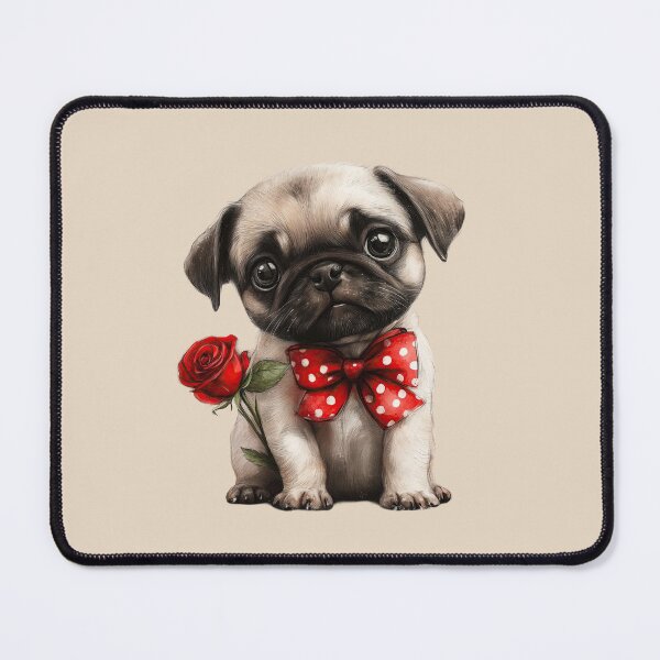Item preview, Sweet Pug with a Red Rose designed and sold by Erika Kaisersot.