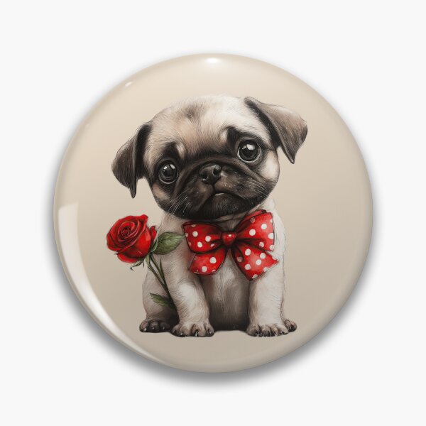 Item preview, Sweet Pug with a Red Rose designed and sold by Erika Kaisersot.