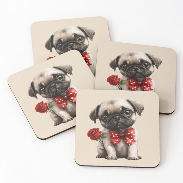 Item preview, Sweet Pug with a Red Rose designed and sold by Erika Kaisersot.