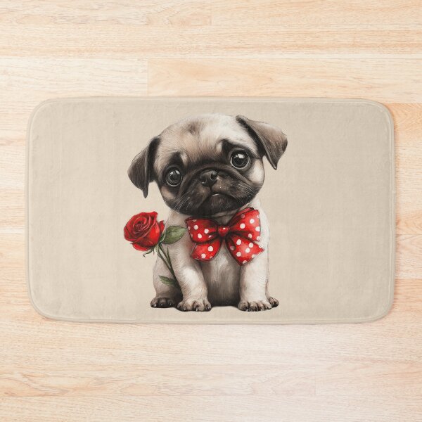 Item preview, Sweet Pug with a Red Rose designed and sold by Erika Kaisersot.
