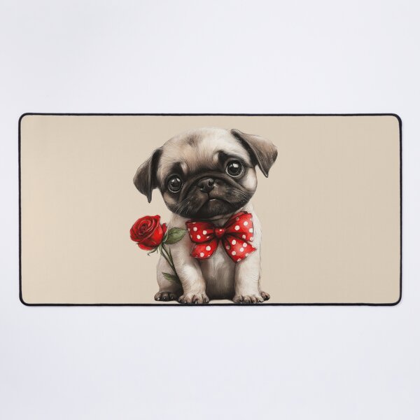 Item preview, Sweet Pug with a Red Rose designed and sold by Erika Kaisersot.