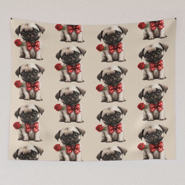 Item preview, Sweet Pug with a Red Rose designed and sold by Erika Kaisersot.