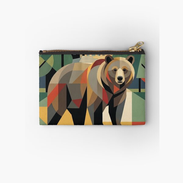 Item preview, BERLIN Vintage Travel Illustration - Geometric Bear Standing in a Cubist Plaza designed and sold by ZUMERI.