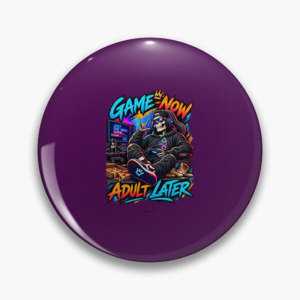 Item preview, Just One More Game – Neon Skeleton Gamer designed and sold by Musamem  Designs.