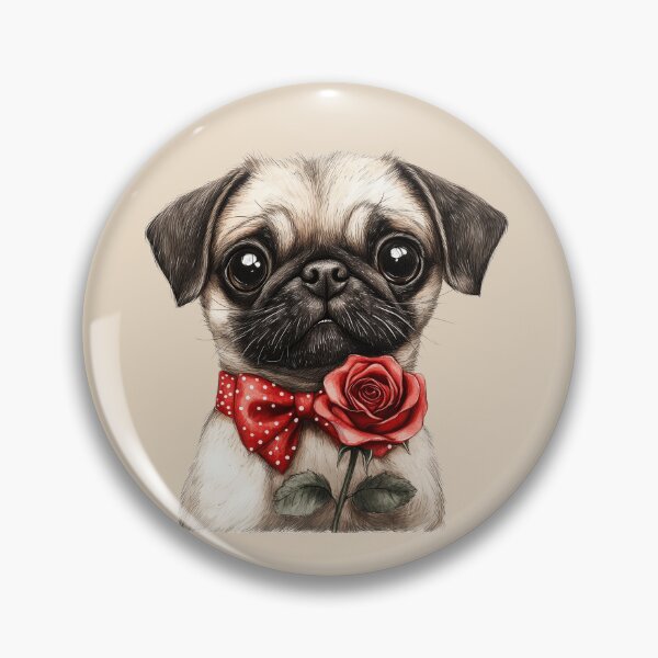 Item preview, Pug with Love and Roses designed and sold by Erika Kaisersot.