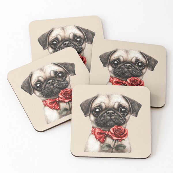 Item preview, Pug with Love and Roses designed and sold by Erika Kaisersot.