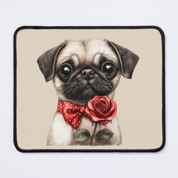 Item preview, Pug with Love and Roses designed and sold by Erika Kaisersot.