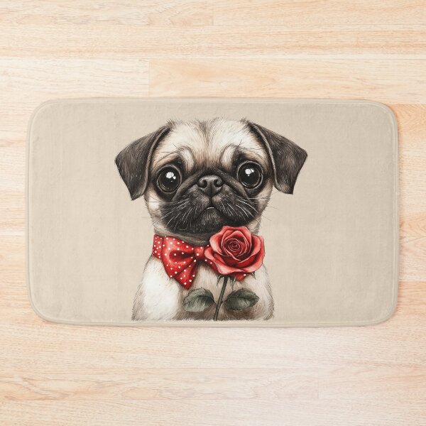 Item preview, Pug with Love and Roses designed and sold by Erika Kaisersot.