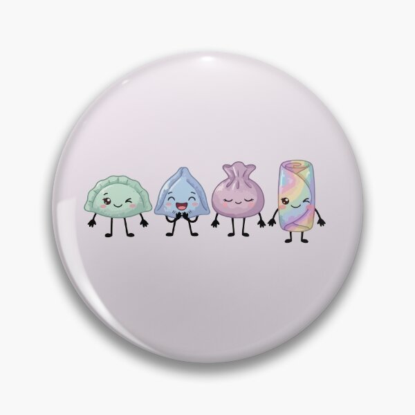 Item preview, 4 Kawaii Asian Food Characters – Pastel Dim Sum, Dumplings & Bao Buns designed and sold by EmeraldeaArt.