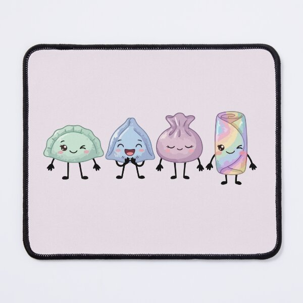 Item preview, 4 Kawaii Asian Food Characters – Pastel Dim Sum, Dumplings & Bao Buns designed and sold by EmeraldeaArt.