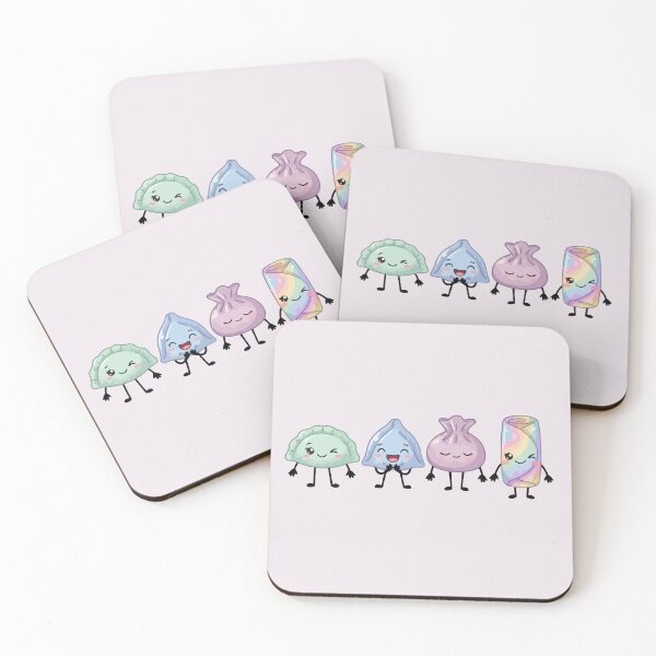 Item preview, 4 Kawaii Asian Food Characters – Pastel Dim Sum, Dumplings & Bao Buns designed and sold by EmeraldeaArt.