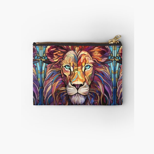 Item preview, Lion Face Stained Glass Wildlife Portrait designed and sold by pinkal.