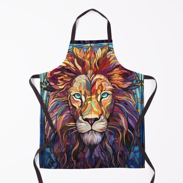 Item preview, Lion Face Stained Glass Wildlife Portrait designed and sold by pinkal.