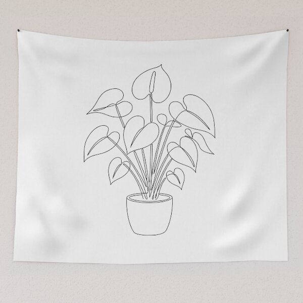 Item preview, Anthurium Line Art | Minimalist Flowering Plant Print designed and sold by PLANT LOVER'S PARADISE.
