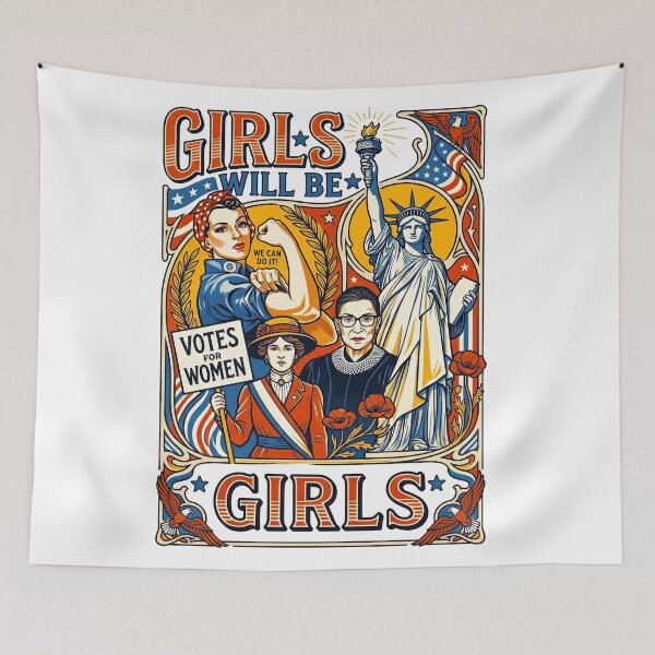 Item preview, Girls Will Be Girls Feminist History Icons designed and sold by TeeARTHY.