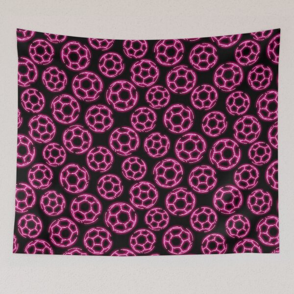 Item preview, Pink neon glow line art sketch soccerballs designed and sold by katzdzynes.