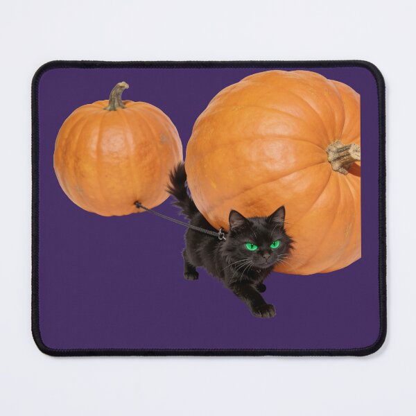 Item preview, Black Cat Carrying Two Pumpkins for Halloween designed and sold by OksArtStudio.