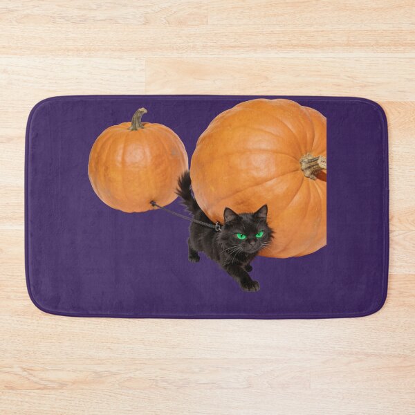 Item preview, Black Cat Carrying Two Pumpkins for Halloween designed and sold by OksArtStudio.