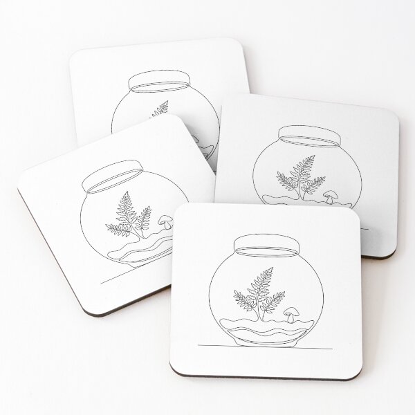 Item preview, Terrarium Line Art | Minimalist Fern & Mushroom Print designed and sold by PLANT LOVER'S PARADISE.