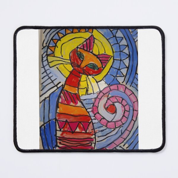 Item preview, Colorful Abstract Cat Stained Glass Painting designed and sold by SofiaByCruti.