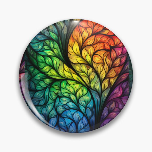 Item preview, Rainbow Leaves Stained Glass Abstract Botanical designed and sold by pinkal.