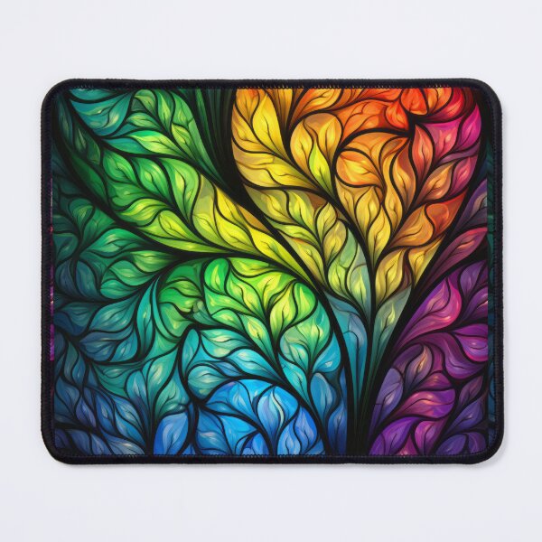 Item preview, Rainbow Leaves Stained Glass Abstract Botanical designed and sold by pinkal.