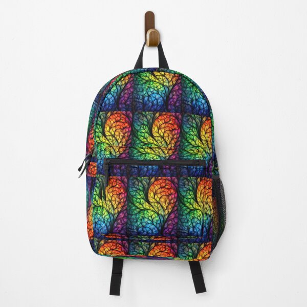 Item preview, Rainbow Leaves Stained Glass Abstract Botanical designed and sold by pinkal.