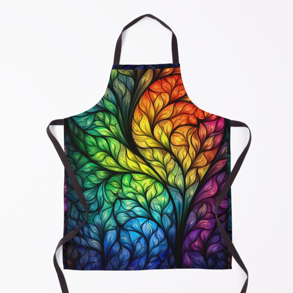 Item preview, Rainbow Leaves Stained Glass Abstract Botanical designed and sold by pinkal.