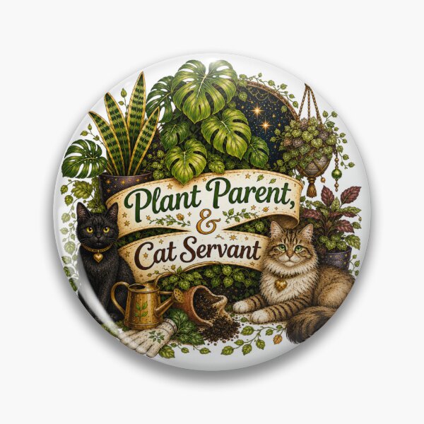 Item preview, Plant Parent & Cat Servant – Funny Cat and Houseplant Lover designed and sold by CottageGardenCo.