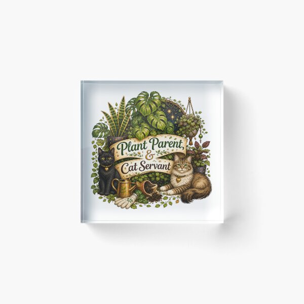 Item preview, Plant Parent & Cat Servant – Funny Cat and Houseplant Lover designed and sold by CottageGardenCo.