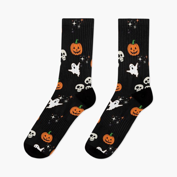 Item preview, Cute Halloween Skeleton Ghost & Pumpkin Seamless Pattern designed and sold by NUSUSDREAM.