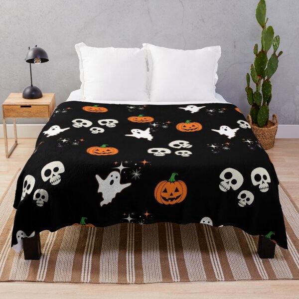 Item preview, Cute Halloween Skeleton Ghost & Pumpkin Seamless Pattern designed and sold by NUSUSDREAM.