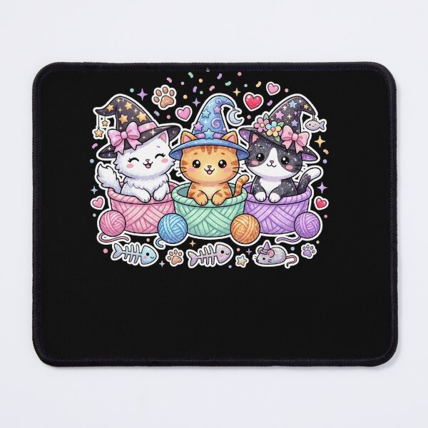 Item preview, Kawaii Witch Cats in Yarn Baskets Cute Pastel Halloween Wizard Kittens designed and sold by ArcaneArtistry.