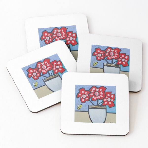 Item preview, Red Daisy Acrylic Blocks designed and sold by mhughesart.