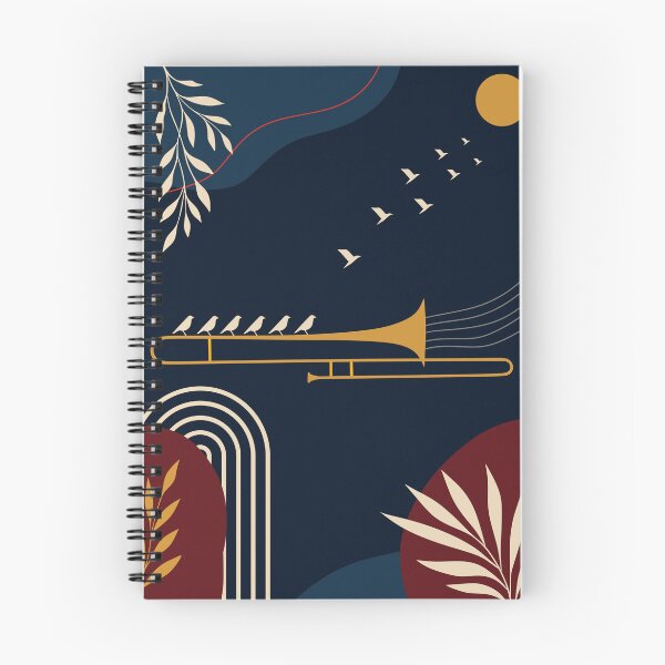 Item preview, Midnight Trombone | Modern Jazz Art | Navy Blue & Gold Music Print | Elegant Brass Instrument Print designed and sold by Studio pod Burom.