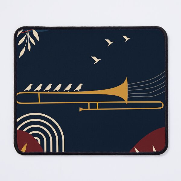 Item preview, Midnight Trombone | Modern Jazz Art | Navy Blue & Gold Music Print | Elegant Brass Instrument Print designed and sold by Studio pod Burom.