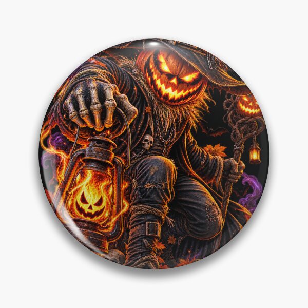 Item preview, Pumpkin Scarecrow Halloween Art – Flaming Jack O Lantern Gothic Horror Design designed and sold by Emoji Emblems.