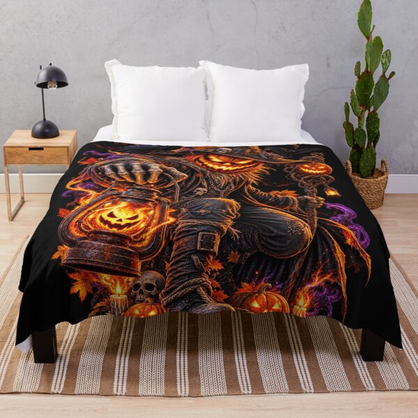 Item preview, Pumpkin Scarecrow Halloween Art – Flaming Jack O Lantern Gothic Horror Design designed and sold by Emoji Emblems.