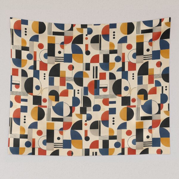 Item preview, Bauhaus Geometric Abstract Pattern Mid Century Modern designed and sold by QCena.