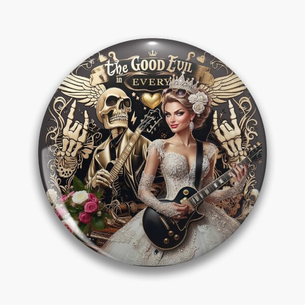 Item preview, Rocker Bride Skeleton Guitar Tattoo designed and sold by Voodoo Store Paranormal Collections.