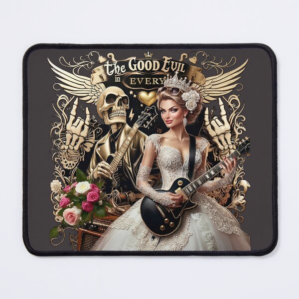 Item preview, Rocker Bride Skeleton Guitar Tattoo designed and sold by Voodoo Store Paranormal Collections.
