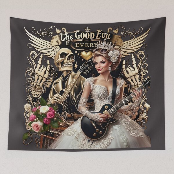 Item preview, Rocker Bride Skeleton Guitar Tattoo designed and sold by Voodoo Store Paranormal Collections.