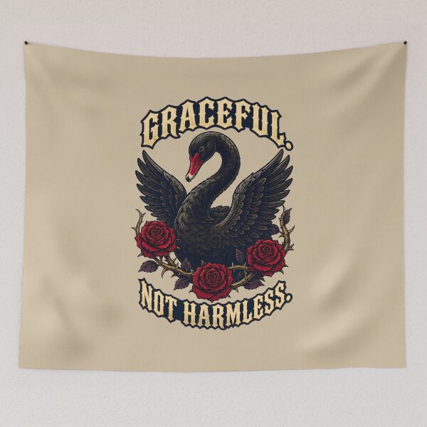 Item preview, Graceful, Not Harmless – Black Swan & Red Roses Gothic Design designed and sold by VioVibe.