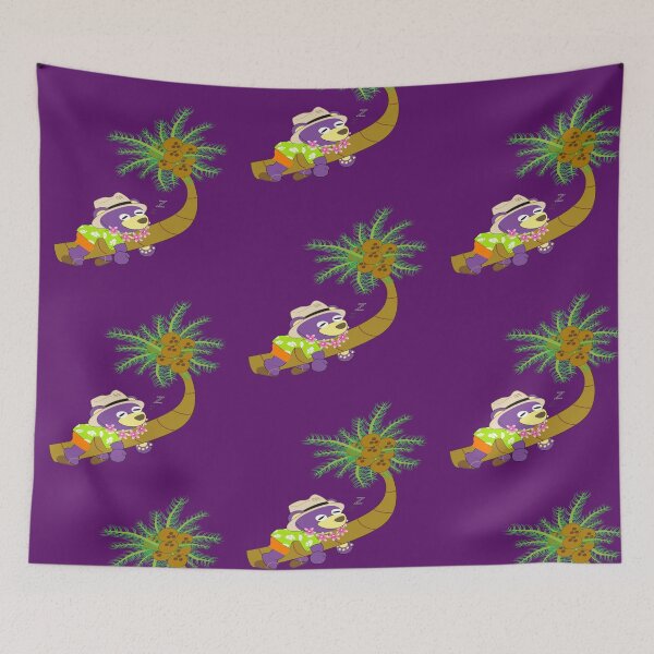 Item preview, Mr.purple bear is lying down on the coconut tree,lazy summer,lazy bear designed and sold by Figaro-17.