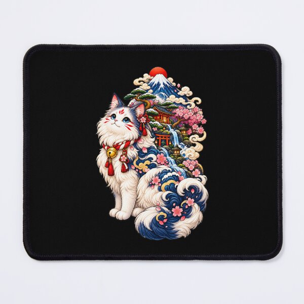 Item preview, Japanese Cherry Blossom Cat | Mount Fuji Sakura Spirit | Kawaii Japan Fantasy designed and sold by MrDev.