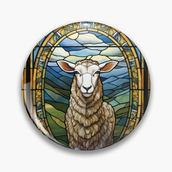 Item preview, Sheep Stained Glass Pastoral Farm Animal designed and sold by pinkal.